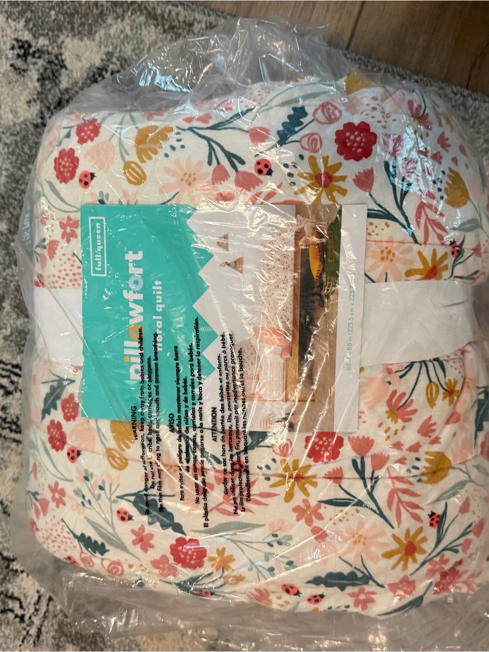 Pillowfort Floral Quilt in White, Pink & Yellow